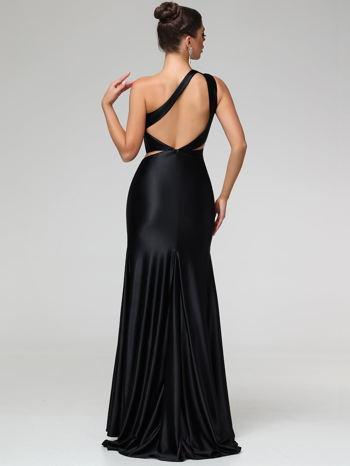 Reinara Cut-Out Satin Slit Maxi Dress