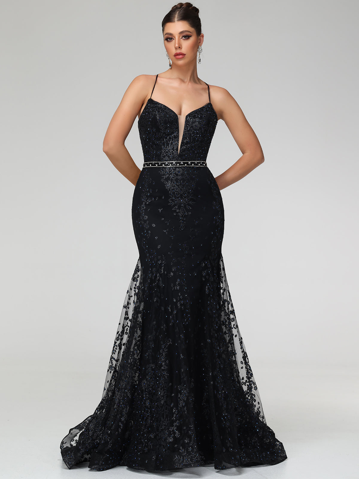 Cherelle Embellished Sequin Mesh Maxi Dress