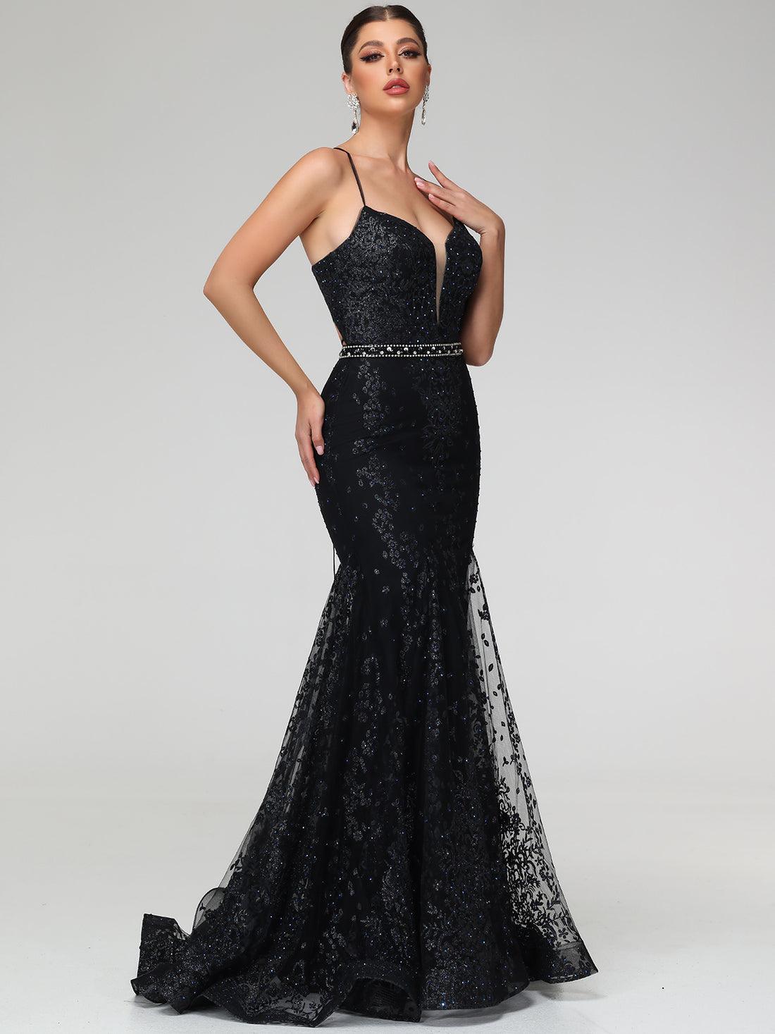 Cherelle Embellished Sequin Mesh Maxi Dress