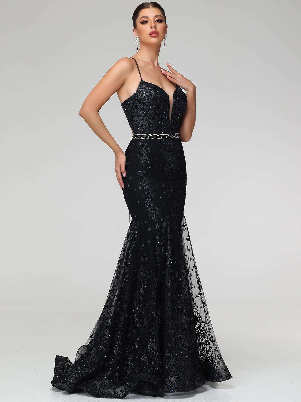 Cherelle Embellished Sequin Mesh Maxi Dress