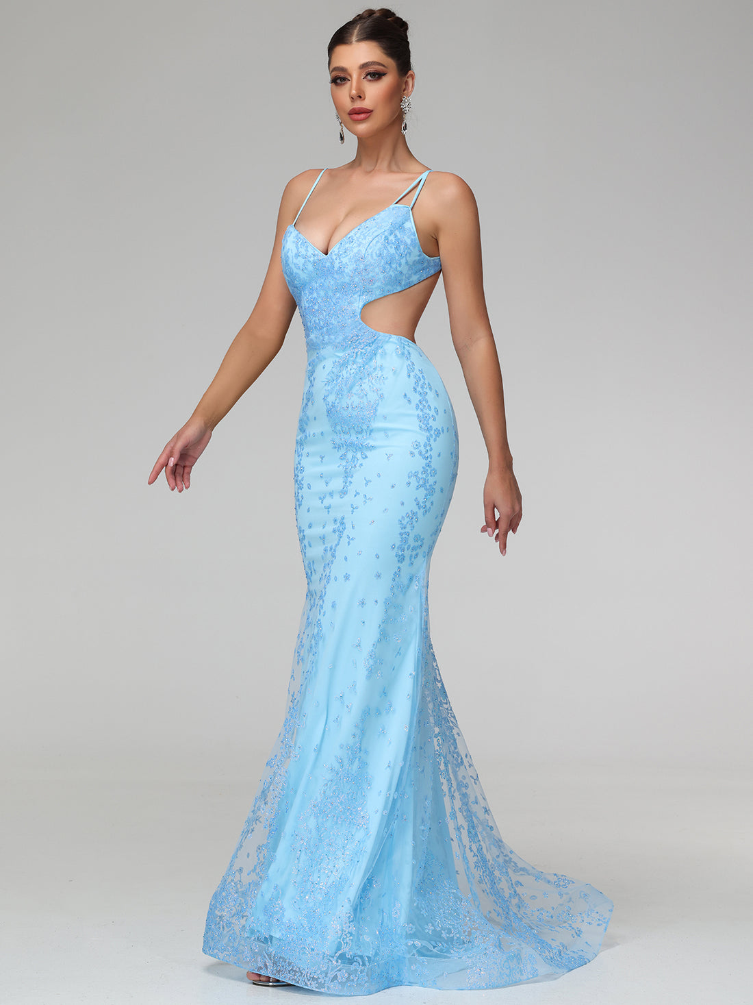 Celandine Cut-Out Embellished Sequin Mesh Maxi Dress