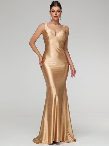 Hivera Rhinestone Open Back Maxi Dress