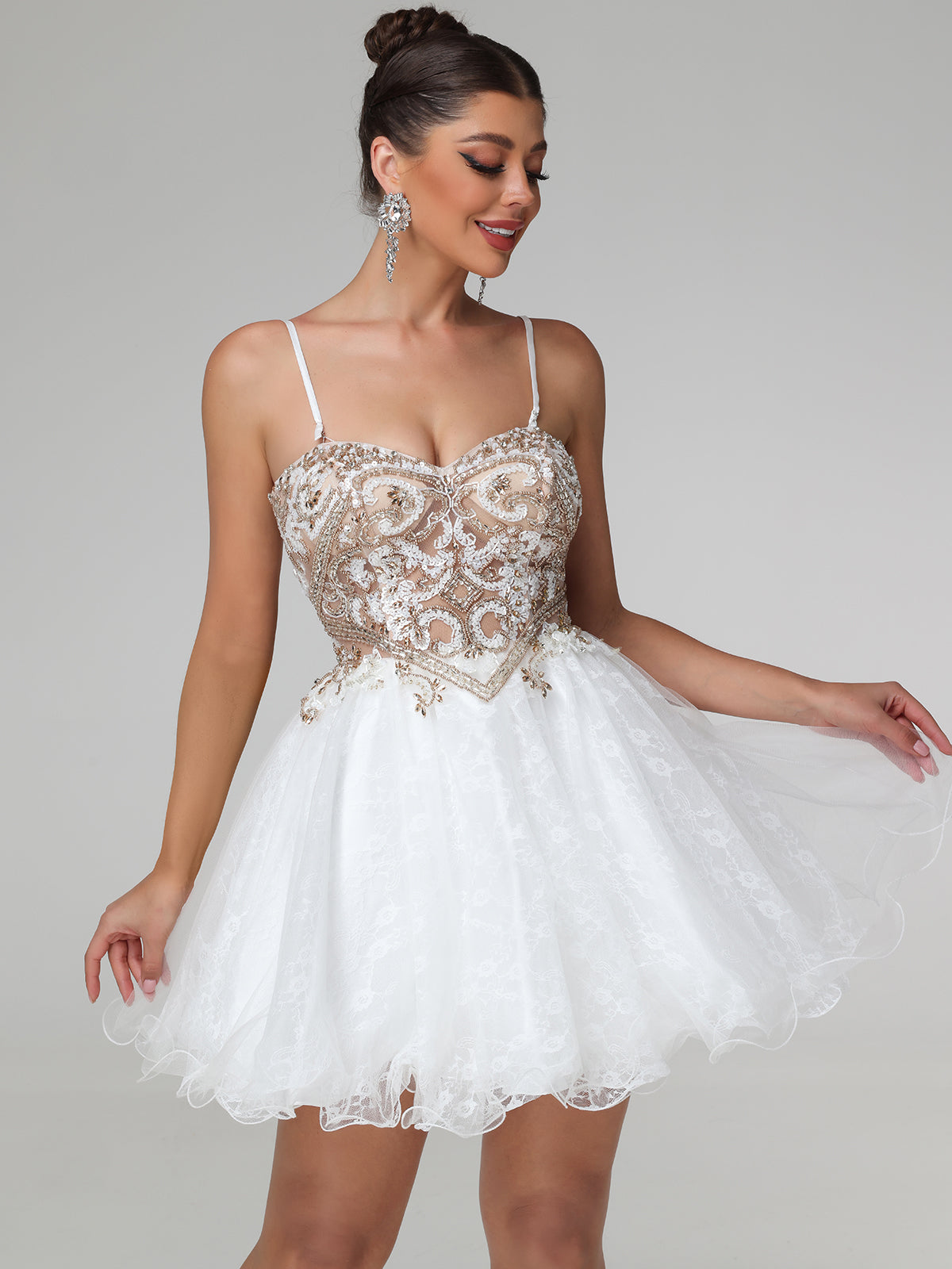 Briallen Embellished Mesh Mini Dress