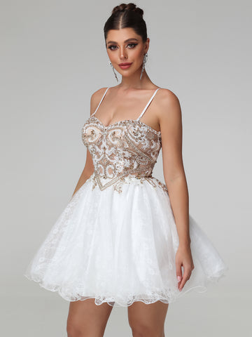 Briallen Embellished Mesh Mini Dress