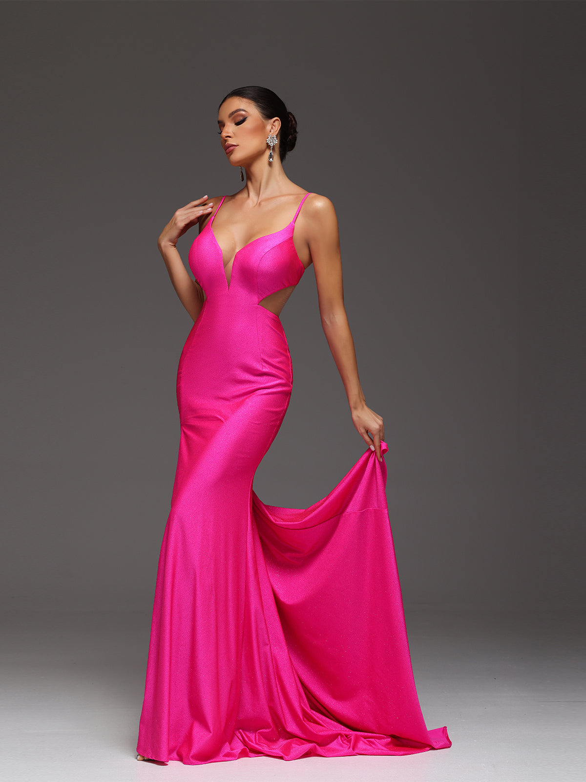 Raizel Beaded Sequin Bodycon High Slit Maxi Dress