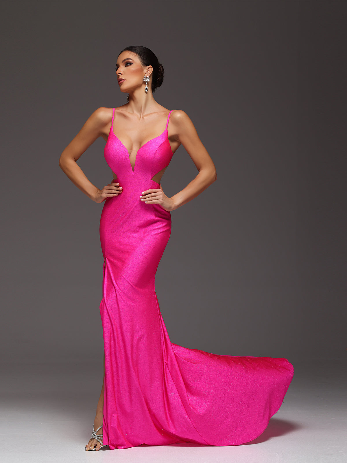 Raizel Beaded Sequin Bodycon High Slit Maxi Dress