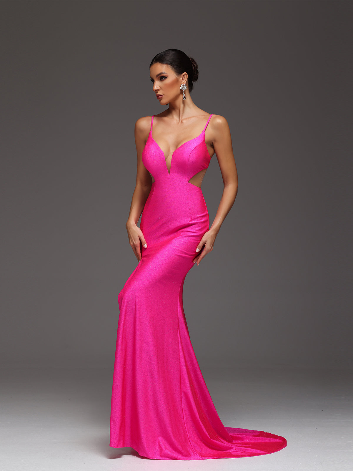 Raizel Beaded Sequin Bodycon High Slit Maxi Dress
