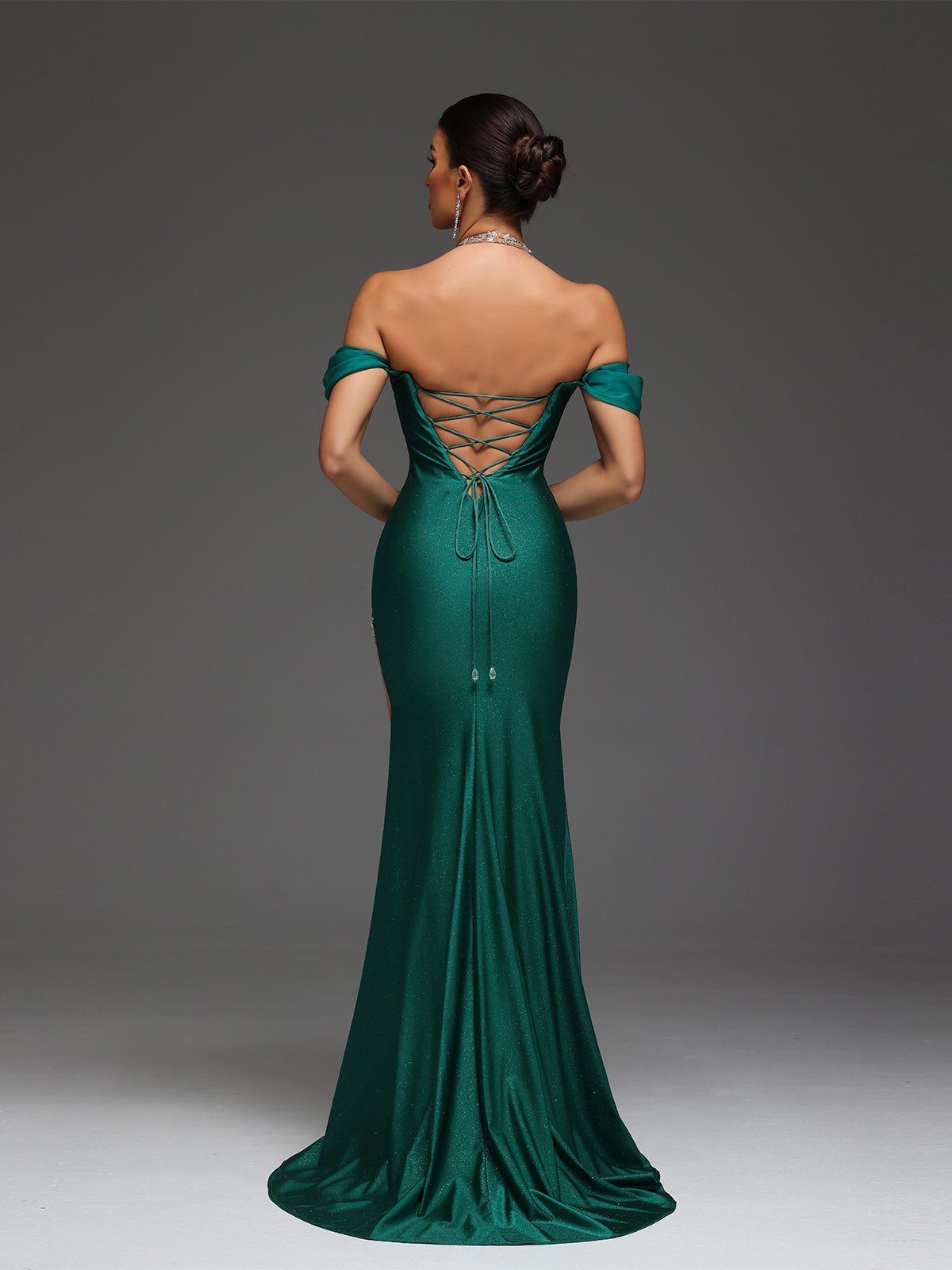 Raizel Halter Rhinestone High Slit Maxi Dress