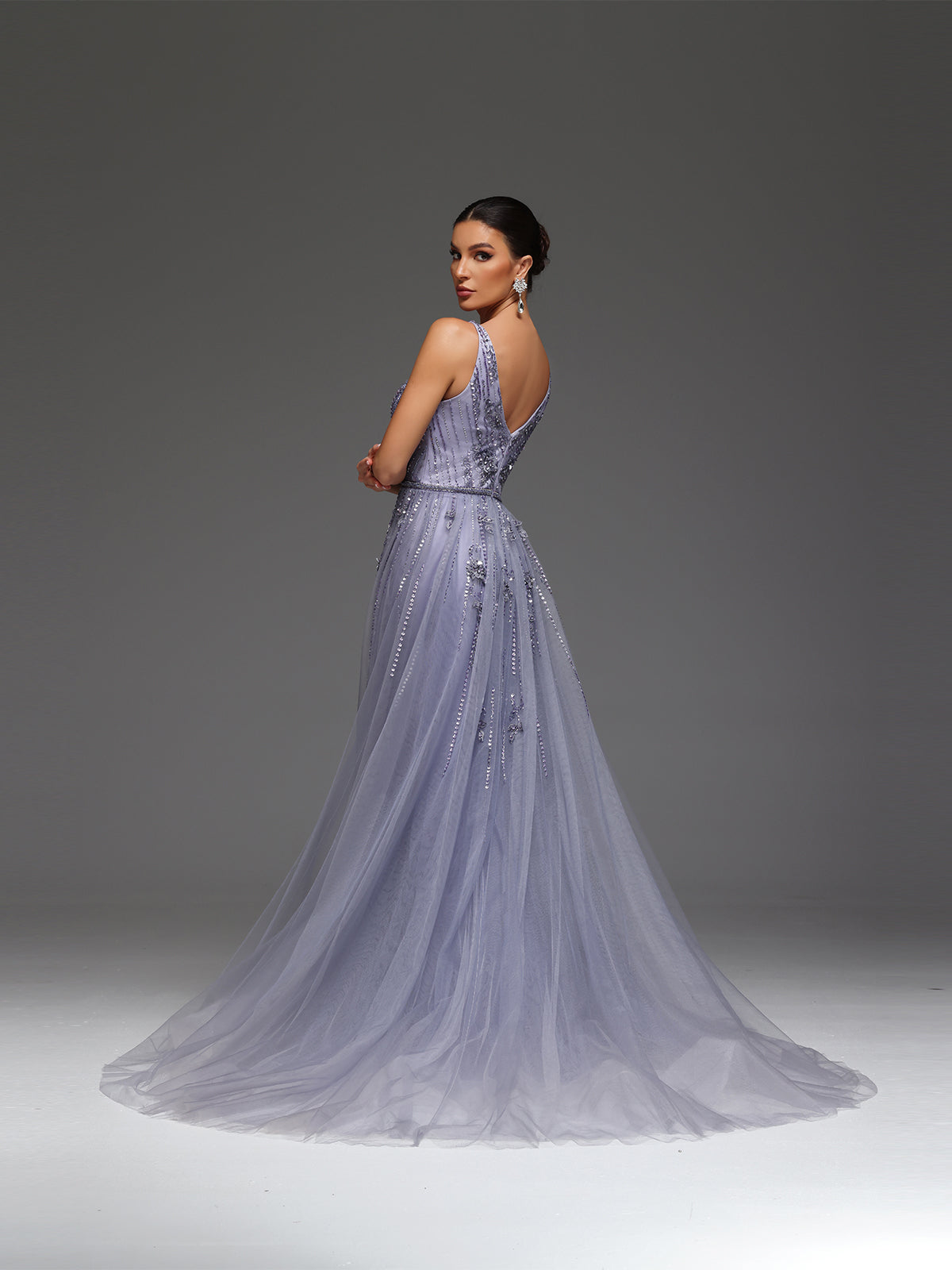 Vandra Floral Mesh Beaded Sequin Rhinestone Maxi Dress