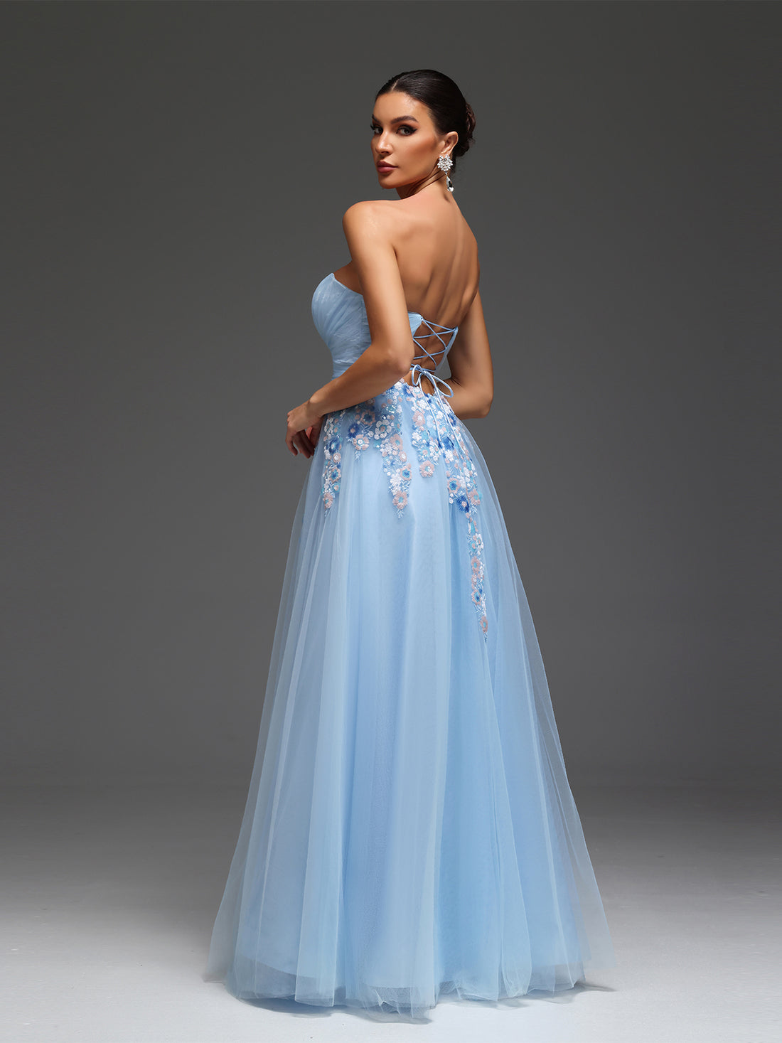 Nessa Sweetheart Beaded Sequin Mesh Maxi Dress