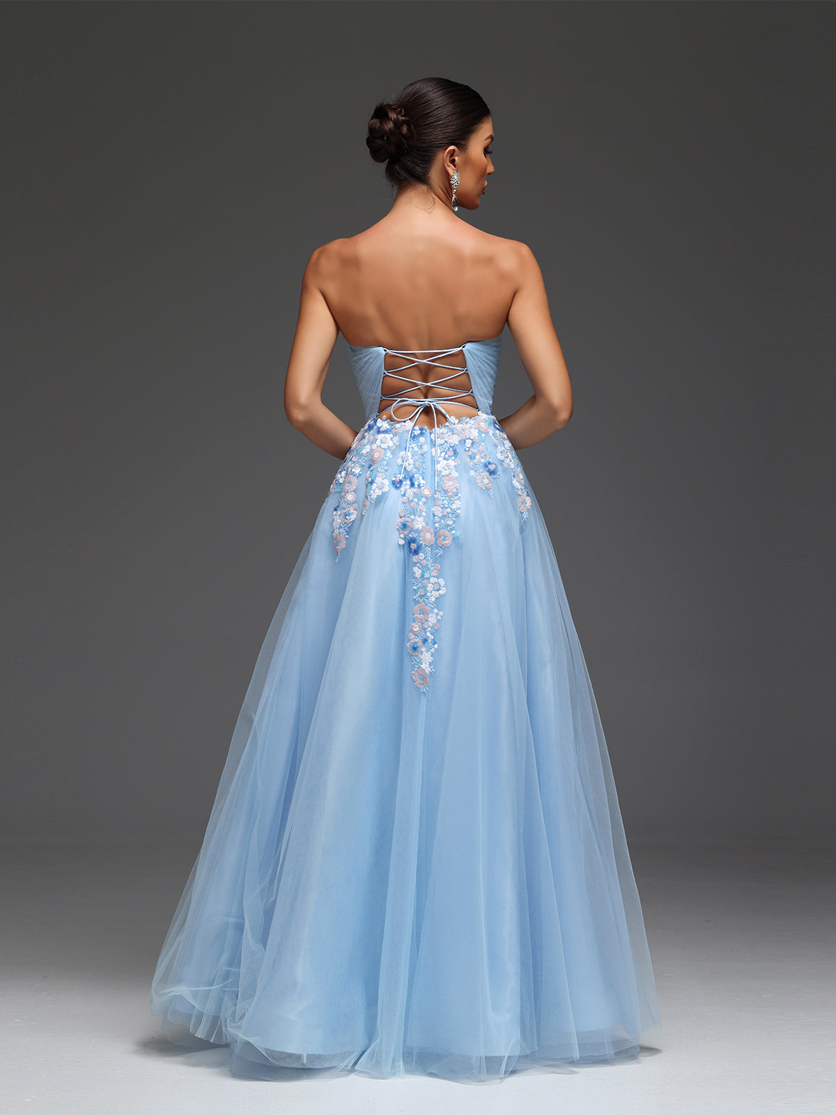 Nessa Sweetheart Beaded Sequin Mesh Maxi Dress