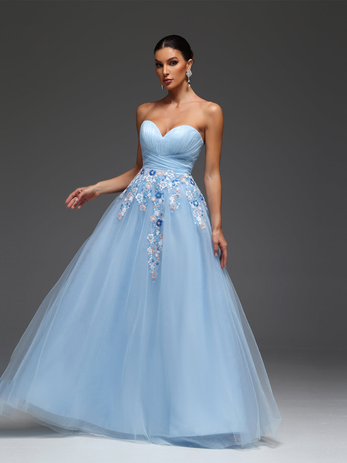 Nessa Sweetheart Beaded Sequin Mesh Maxi Dress