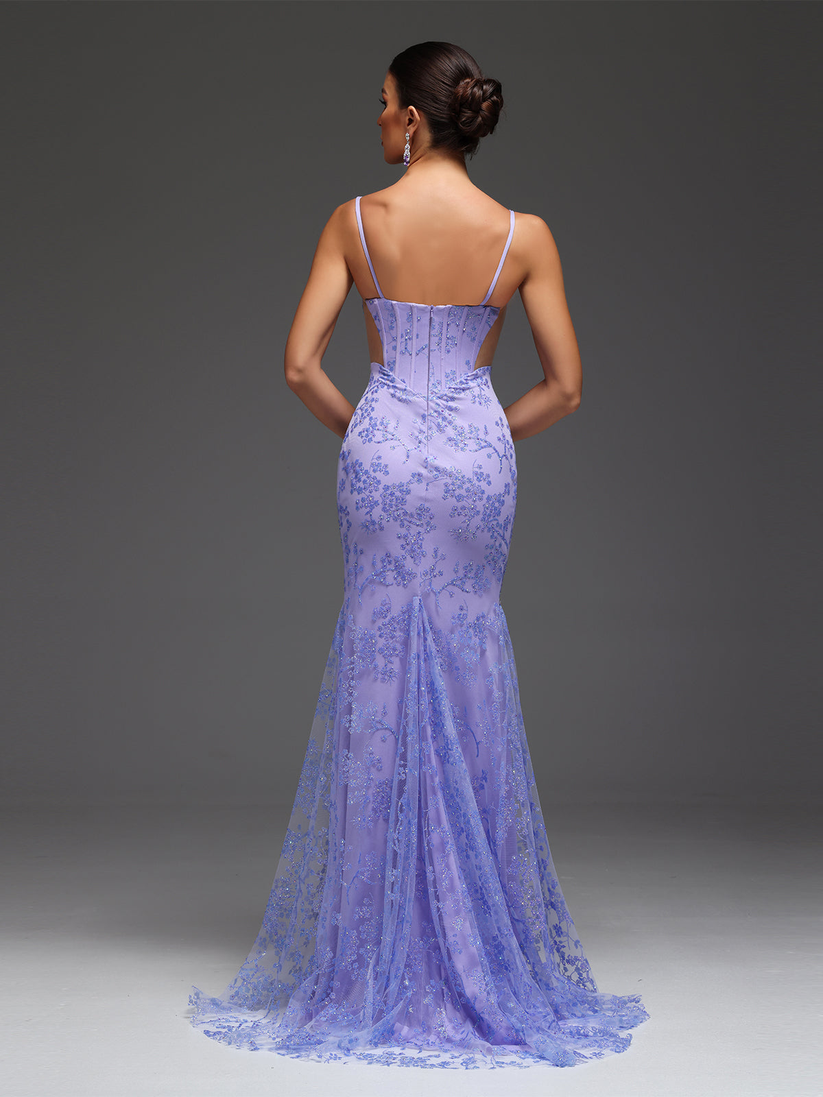 Fatima Beaded Sequin High Slit Cut Out Mesh Maxi Dress