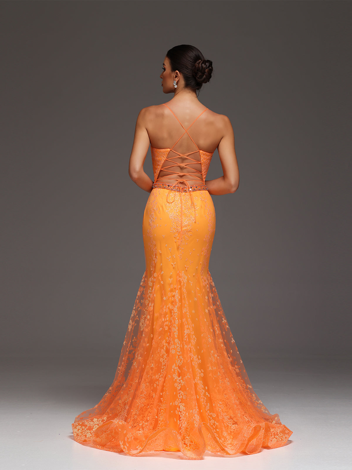 Vandra Back Tie Beaded Sequin Mesh Maxi Dress